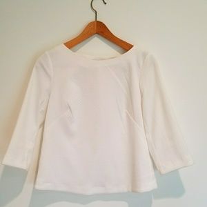 White textured open back top